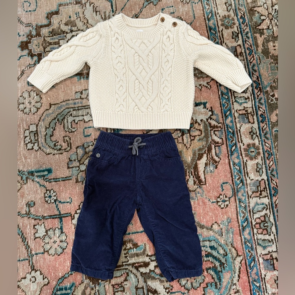 GAP Navy, Gray & Cream Baby Outfit